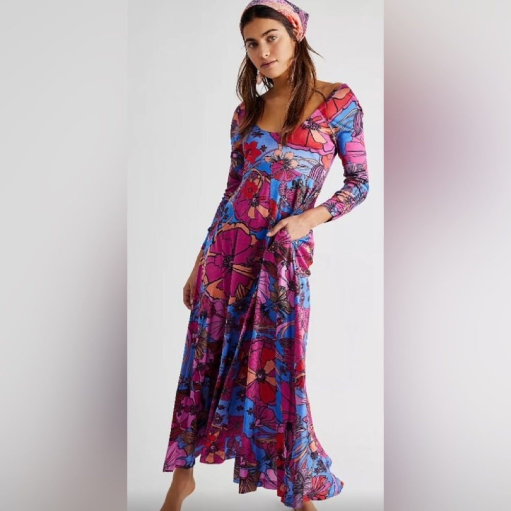 Free People First Dates Floral Multicolor Maxi Dress